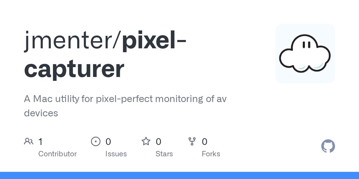 oss_objc's tweet card. A Mac utility for pixel-perfect monitoring of av devices - jmenter/pixel-capturer