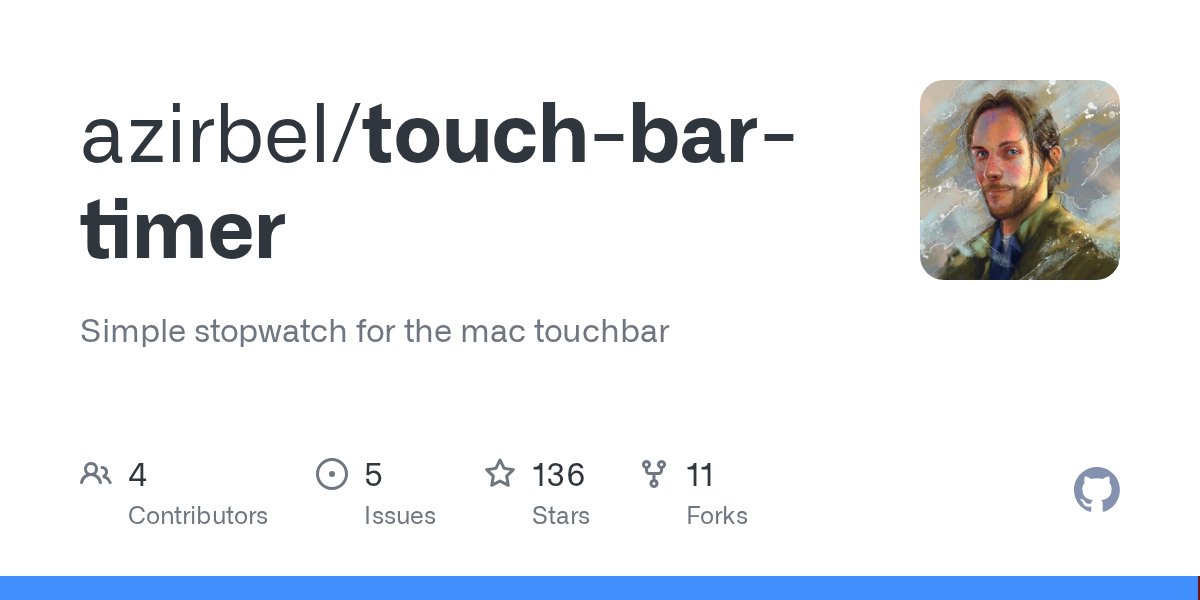 oss_objc's tweet card. Simple stopwatch for the mac touchbar. Contribute to azirbel/touch-bar-timer development by creating an account on GitHub.