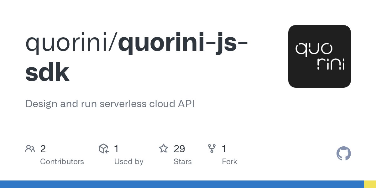 quoriniCom's tweet card. Design and run serverless cloud API. Contribute to quorini/quorini-js-sdk development by creating an account on GitHub.
