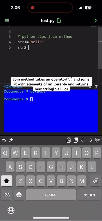 hello_techie's tweet card. Join method python #python programming #pythontutorialforbeginners...