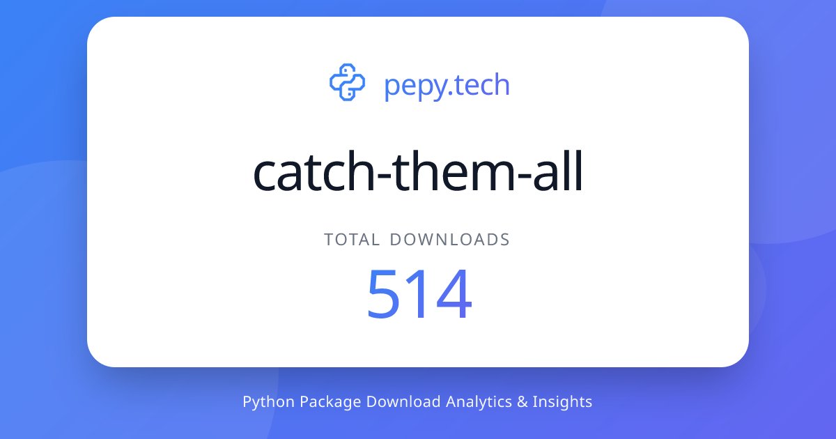 AnasseGX's tweet card. View download stats for the catch-them-all python package. Download stats are updated daily