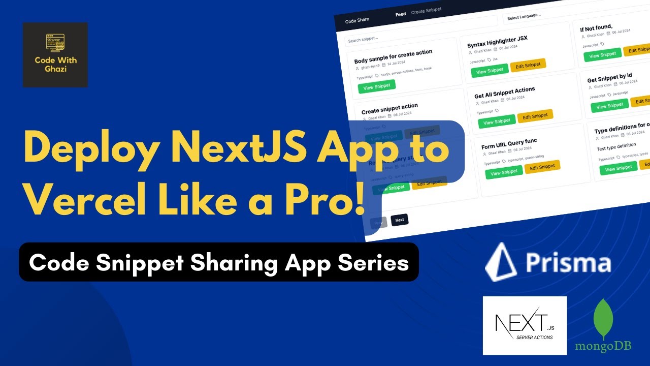 ghazikhan205's tweet card. Deploy our NextJS, Prisma ORM App to Vercel | Series Finale
