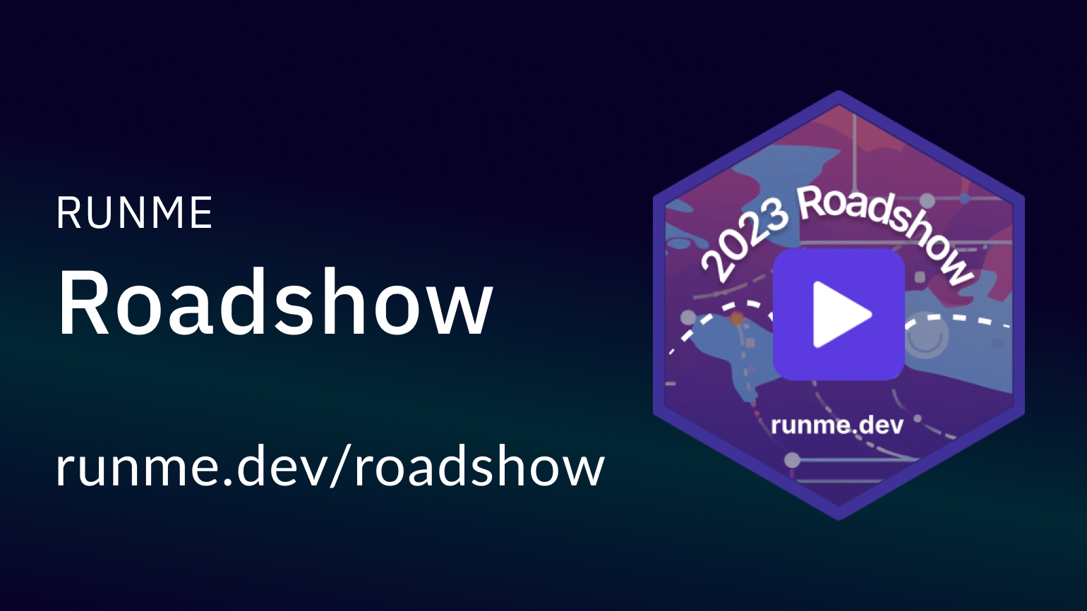 runmedev's tweet card. Runme roadshow, upcoming events.