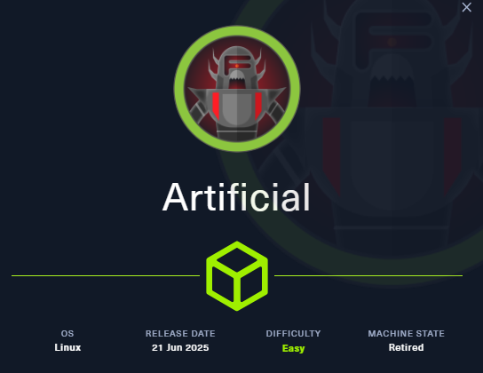 InfoSecComm's tweet card. A full walkthrough of the Artificial HTB machine featuring TensorFlow RCE, database extraction, SSH pivoting, and Backrest abuse for root.
