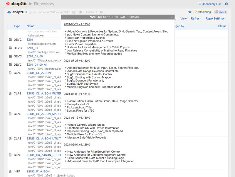 abap2UI5's tweet card. 🚀 Release v1.133.0 is here! 🎉 - New controls for Splitter, Grid, Generic Tag, Content Areas, Step Input, and more! - Shell Bar with new properties & events - Side Navigation with additional...