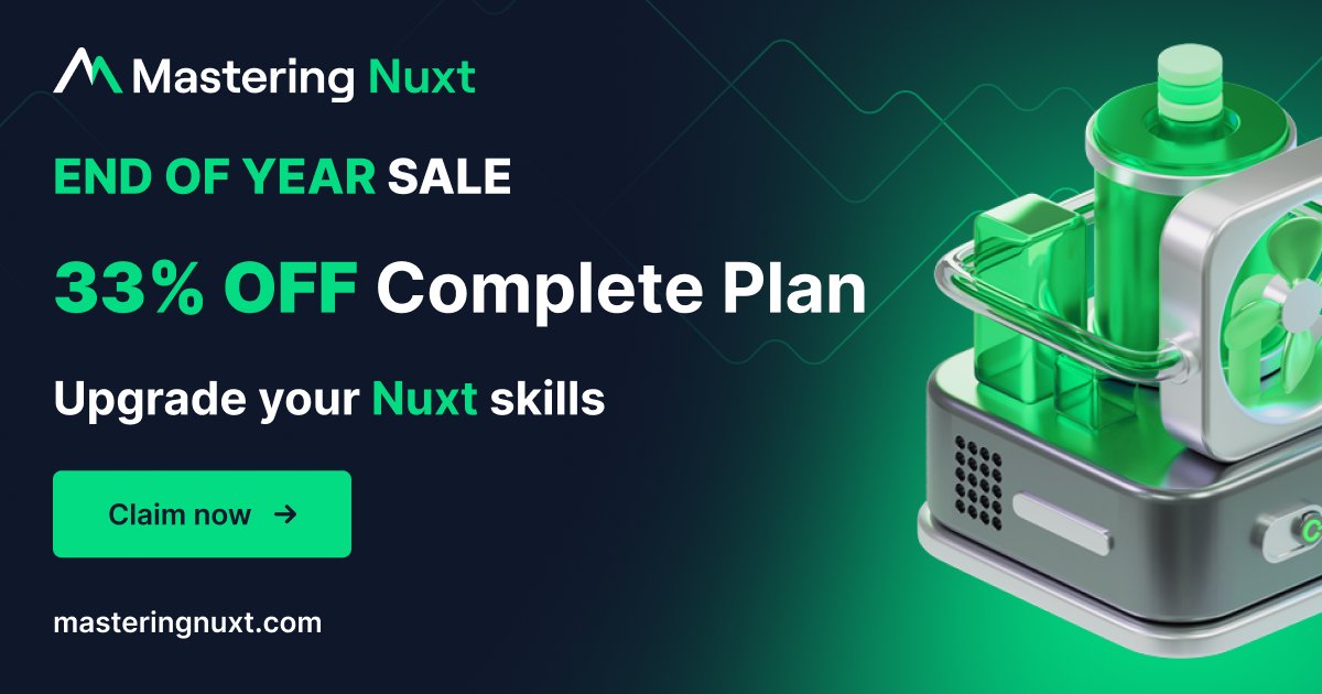 MasteringNuxt's tweet card. The complete guide to developing and deploying fast, production-ready Nuxt apps. MasteringNuxt is the most in-depth, fun, and realistic course made on Nuxt.