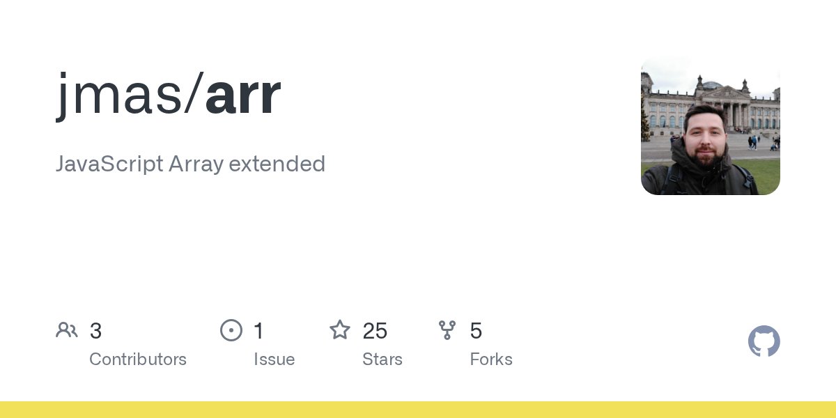 javascript_help's tweet card. JavaScript Array extended. Contribute to jmas/arr development by creating an account on GitHub.