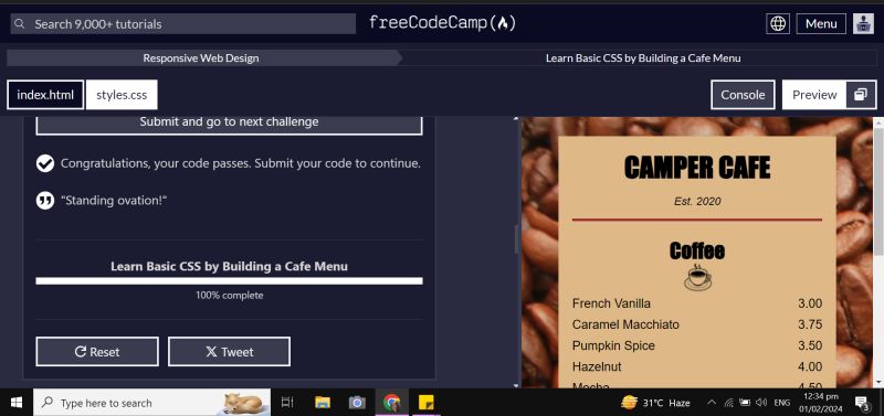 adorable_coder's tweet card. #100DaysOfCode DAY 2: Completed the "Learn HTML by Building Cat Photo App" and "Learn Basic CSS by Building a Cafe Menu" under freeCodeCamp's Responsive Web Design Certification 😊 Here's what I've...