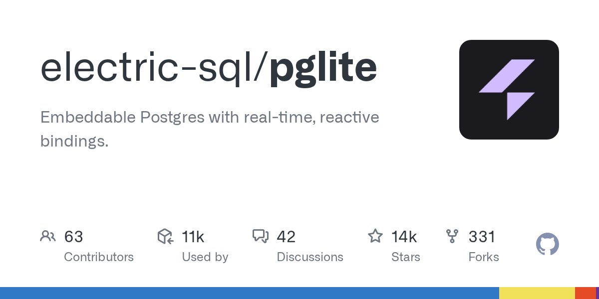 nileshtrivedi's tweet card. Embeddable Postgres with real-time, reactive bindings. - electric-sql/pglite