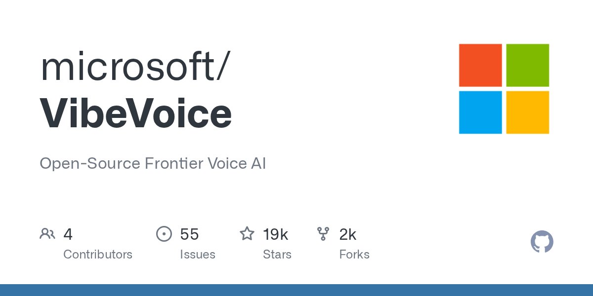 trending_devel's tweet card. Open-Source Frontier Voice AI. Contribute to microsoft/VibeVoice development by creating an account on GitHub.
