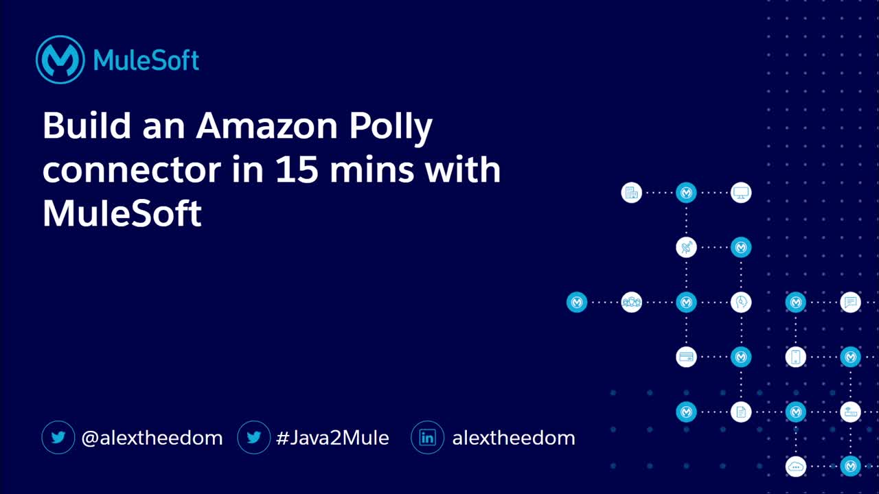 infomentum's tweet card. Build an Amazon Polly connector in 15 mins with MuleSoft