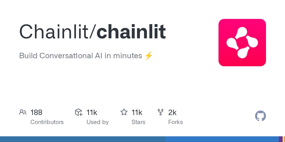 twill_ai's tweet card. Build Conversational AI in minutes ⚡️. Contribute to Chainlit/chainlit development by creating an account on GitHub.