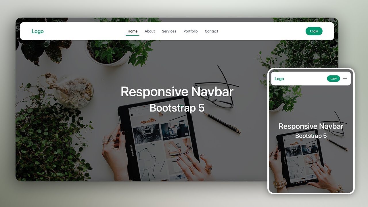 codeboysk's tweet card. Bootstrap 5 | How to create a Responsive Navbar | Step by Step...