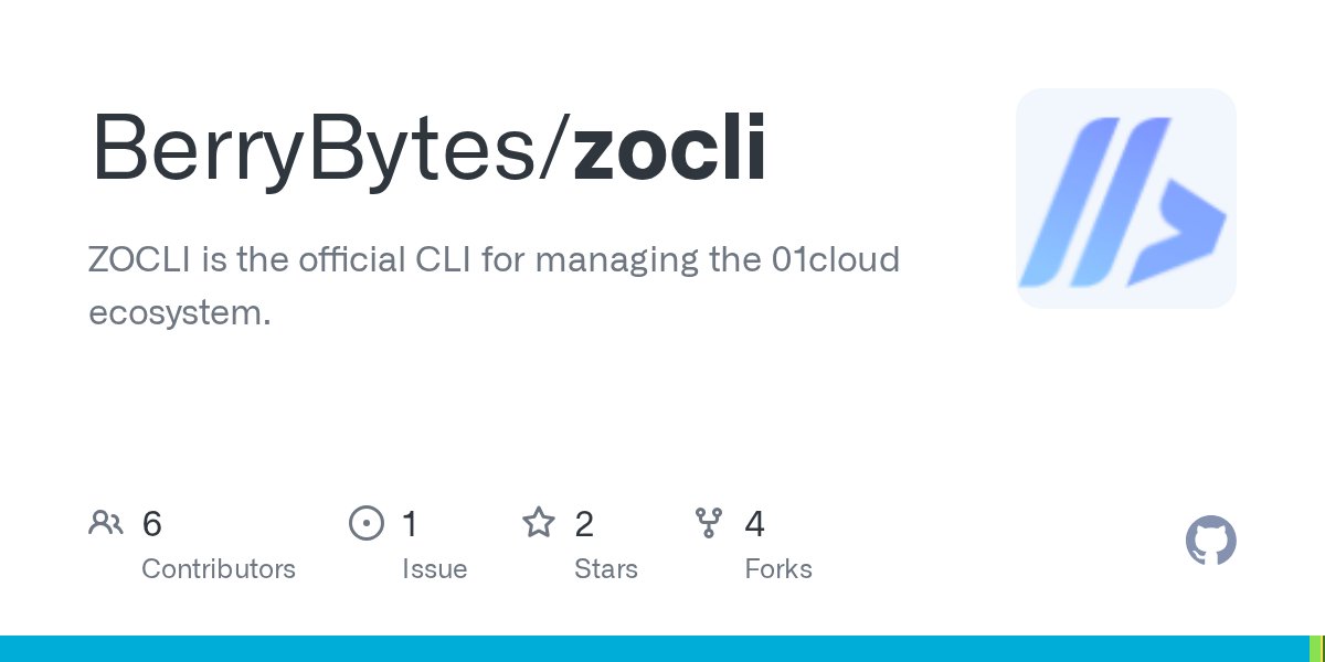 zeronecloud's tweet card. ZOCLI is the official CLI for managing the 01cloud ecosystem. - BerryBytes/zocli