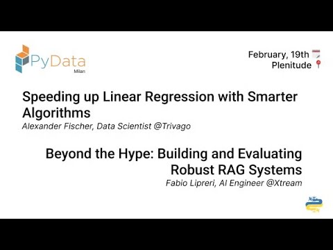 PythonMilano's tweet card. ⚡️ Speeding up Linear Regression with Smarter Algorithms