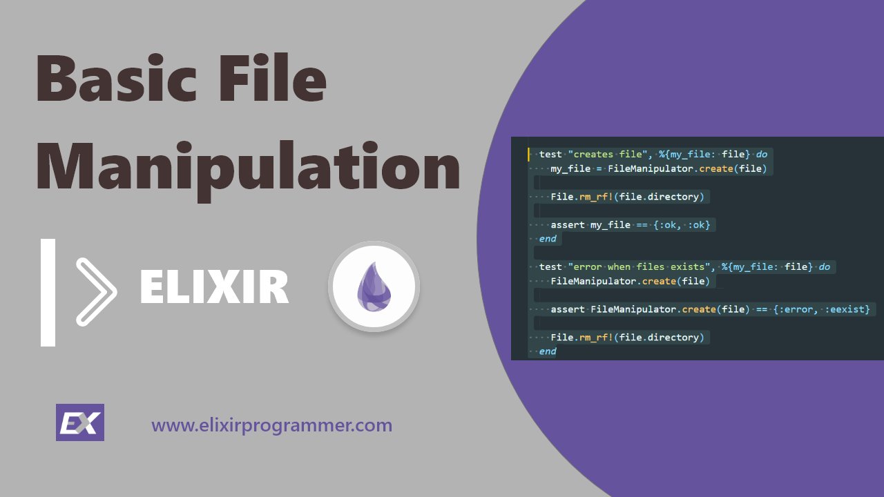 elixirprogrammr's tweet card. Learn how to do basic directories and files creation, open, read, write to files with Elixir.