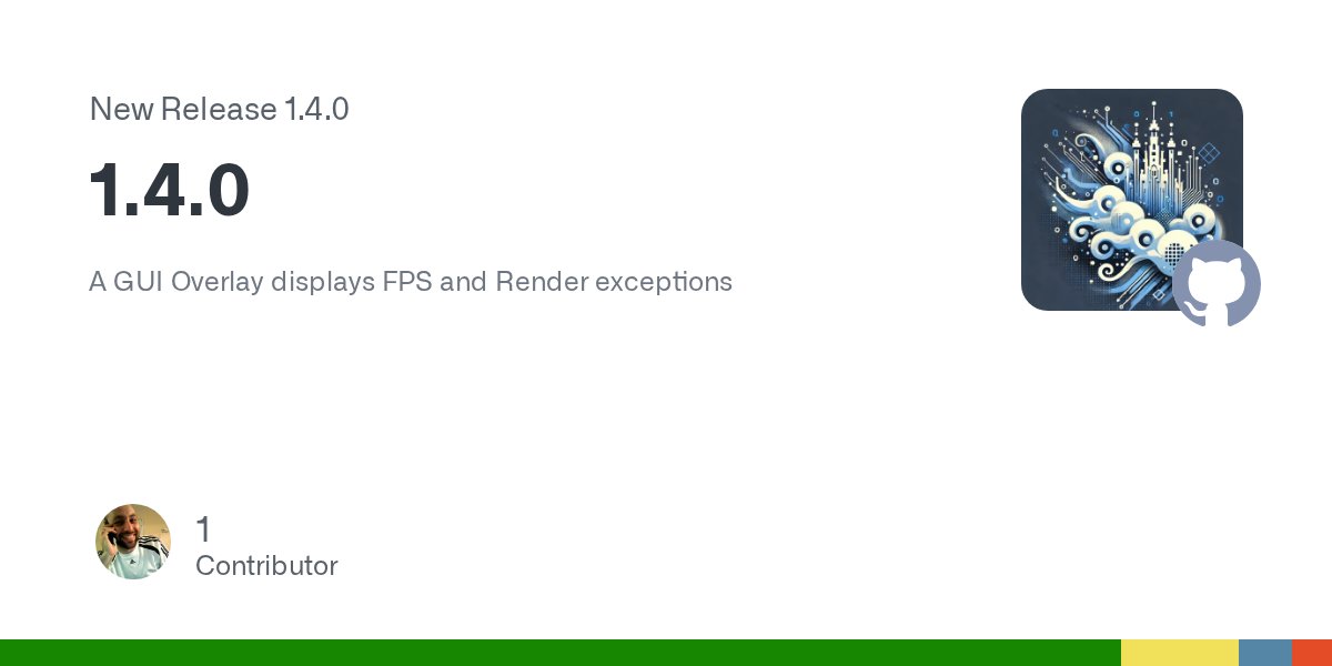 jacob_dotnet's tweet card. A GUI Overlay displays FPS and Render exceptions