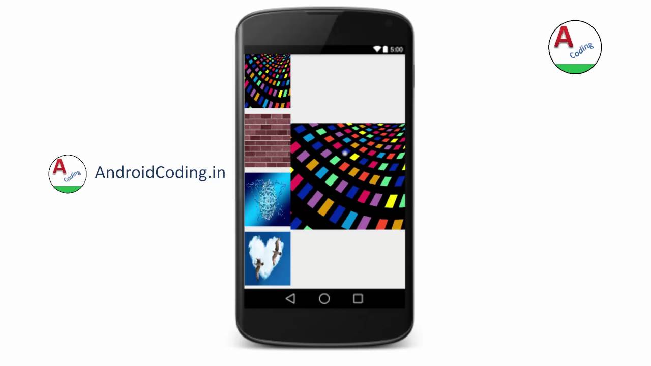 AndroidCodingin's tweet card. Android tutorial on Gallery View
