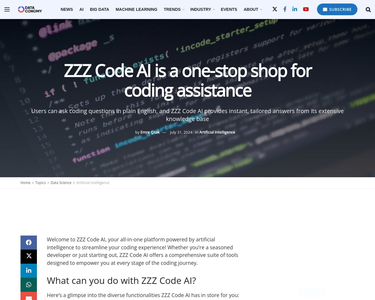 managetech_inc's tweet card. 要約: ZZZ Code AIはAIを活用したオールインワンプラットフォームであり、開発者を支援する包括的なツ