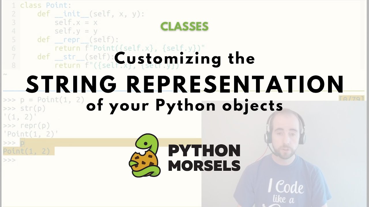 PythonMorsels's tweet card. Customizing the string representation of your Python objects