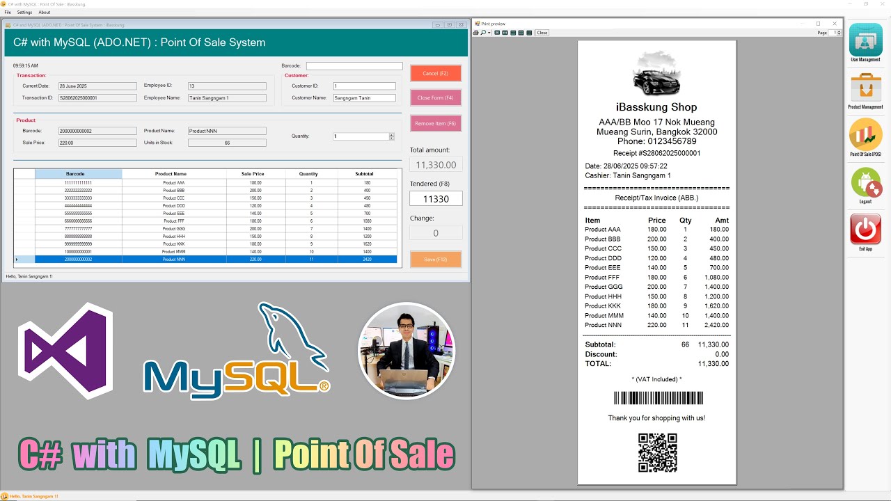 IBasskung's tweet card. Lecture 37: เชื่อมความสัมพันธ์ตารางขายด้วย SQL Script