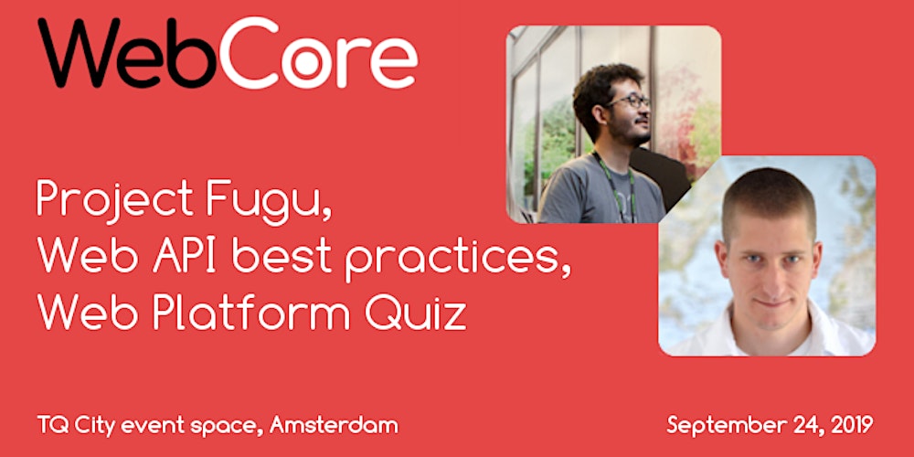 WebCoreGroup's tweet card. WebCore meetup: Project Fugu, Web API best practices, Web Platform Quiz