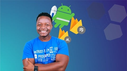 AndroidCourse's tweet card. Master Android App Development: ROOM Database, ML Kit Face Recognition, Firestore, Firebase, Maps and Android Studio IDE