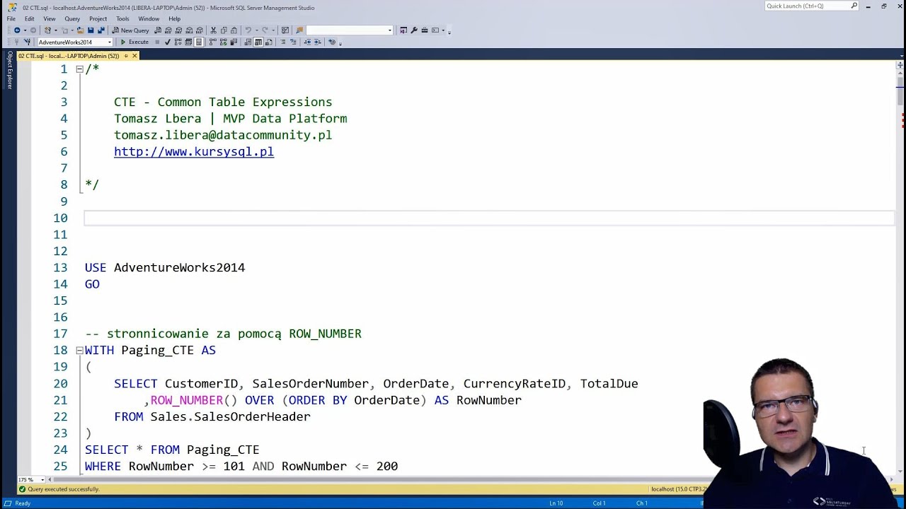 kursysql's tweet card. CTE w SQL Server