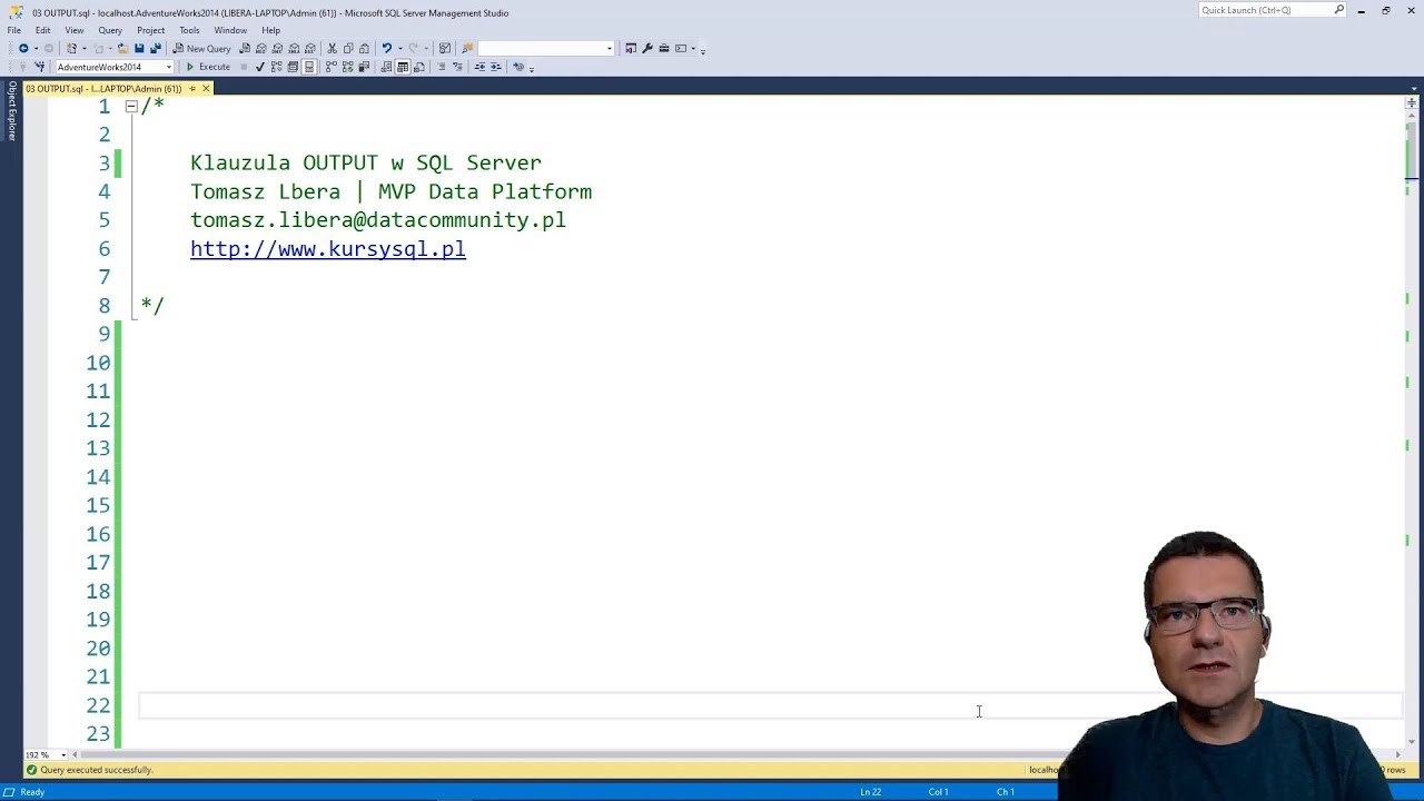 kursysql's tweet card. Klauzula OUTPUT w SQL Server