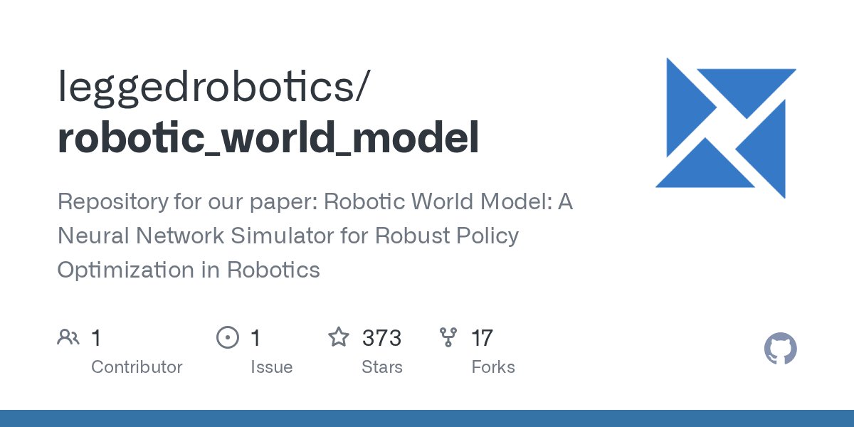 breadli428's tweet card. Repository for our paper: Robotic World Model: A Neural Network Simulator for Robust Policy Optimization in Robotics - leggedrobotics/robotic_world_model