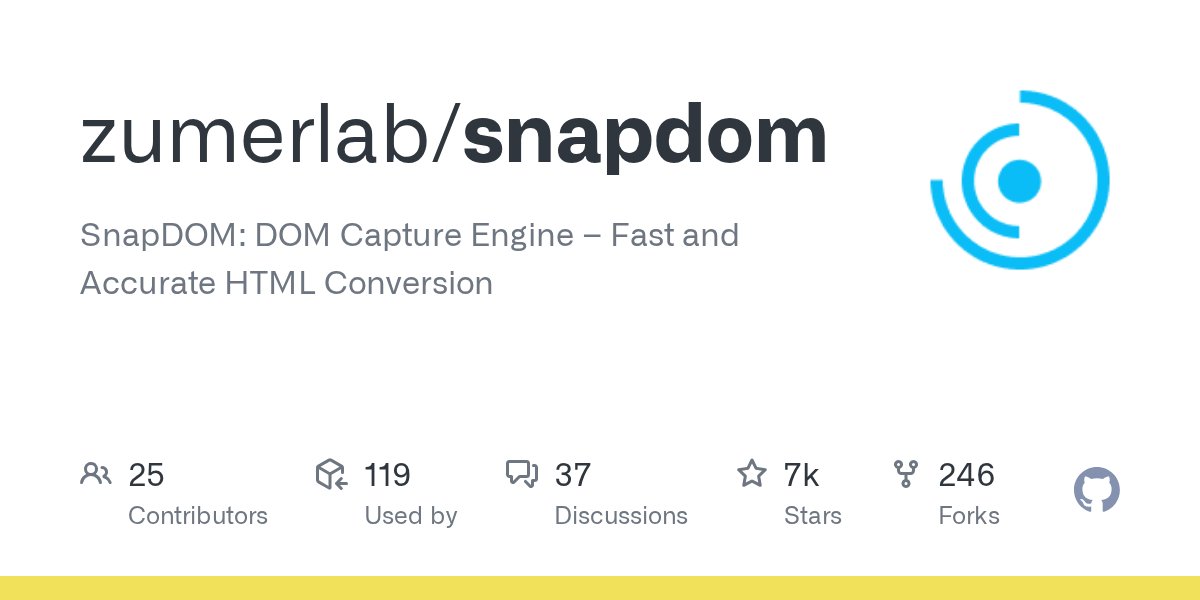 ezshine's tweet card. SnapDOM: DOM Capture Engine – Fast and Accurate HTML Conversion - zumerlab/snapdom