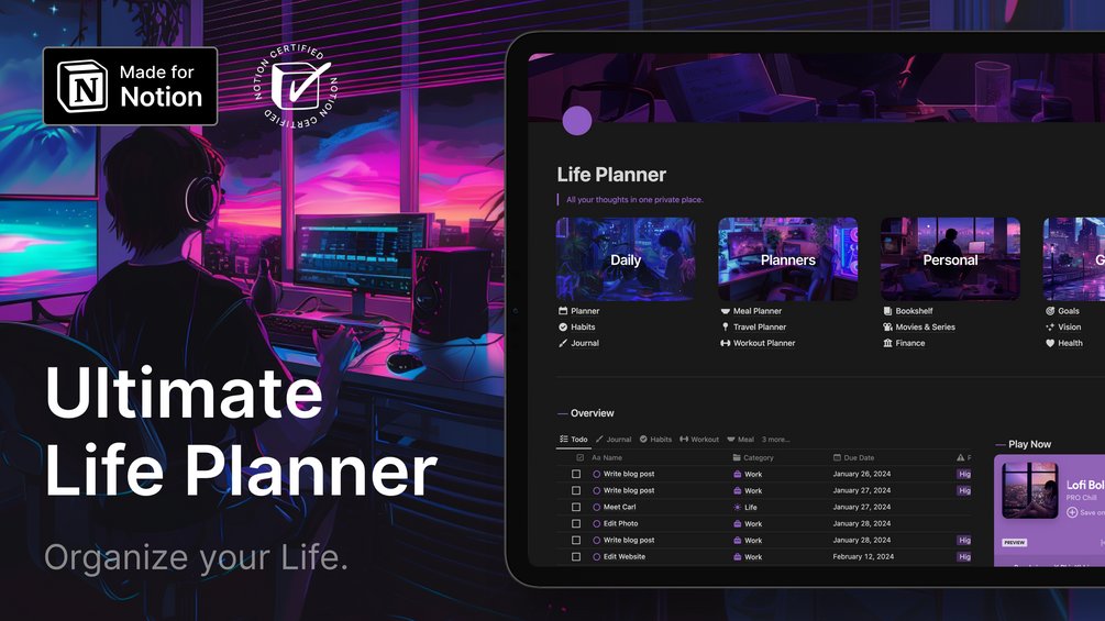 managementguru1's tweet card. Transform Your Life with the Notion Ultimate Life Planner: Your All-in-One Solution for Productivity, Wellness, and Personal GrowthUnleash the Power of Notion with a Comprehensive Life Planner Temp...