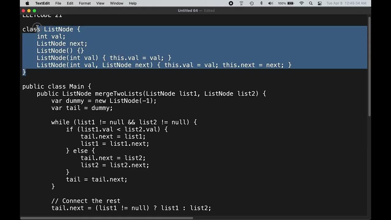 75Leetcode's tweet card. LEETCODE 21 : MERGE 2 SORTED LINKED LISTS : JAVA SOLUTION