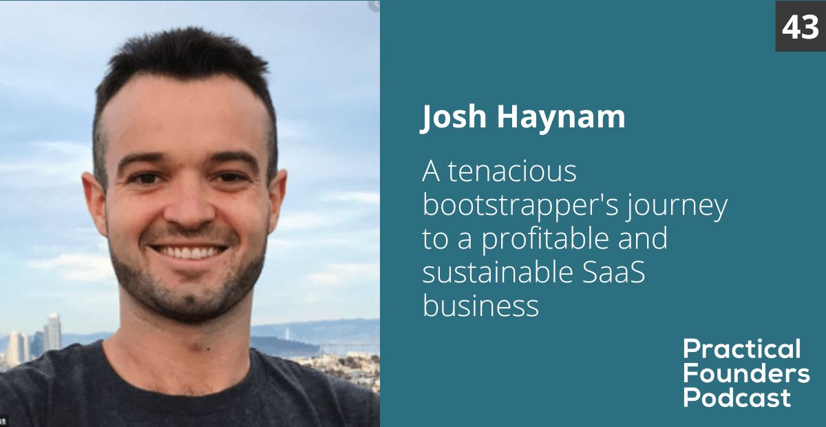 practicalfoundr's tweet card. Practical Founders podcast interview with Josh Haynam, CEO of Interact, a bootstrapped quiz software used to improve lead conversion.