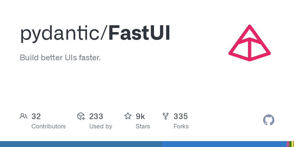 mertcobanov's tweet card. Build better UIs faster. Contribute to pydantic/FastUI development by creating an account on GitHub.