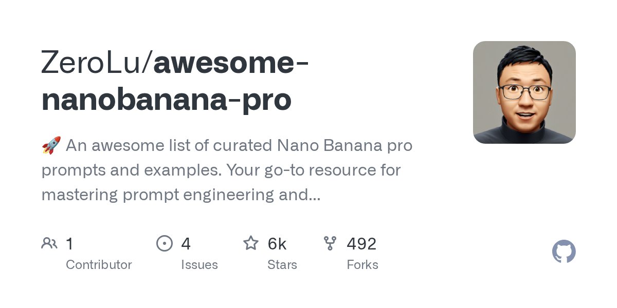 JavaTipsTrick's tweet card. 🚀 An awesome list of curated Nano Banana pro prompts and examples. Your go-to resource for mastering prompt engineering and exploring the creative potential of the Nano banana pro(Nano banana 2)...