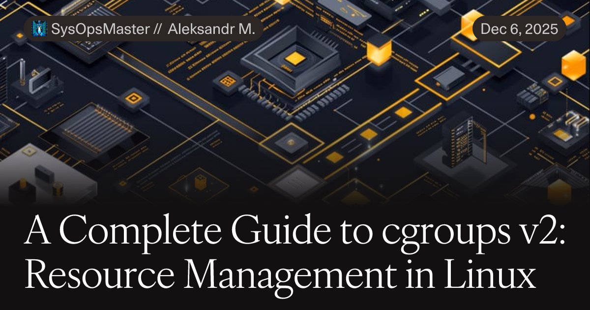 ops_sys15369's tweet card. cgroups v2 (control groups version 2) is a powerful Linux kernel mechanism that allows you to isolate and limit system resources such as CPU, memory, and disk I/O for groups of processes. Using...