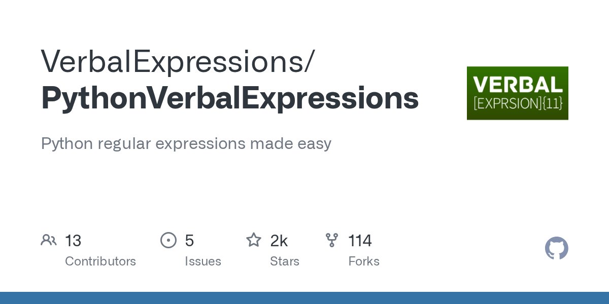 PythonFriends's tweet card. Python regular expressions made easy. Contribute to VerbalExpressions/PythonVerbalExpressions development by creating an account on GitHub.