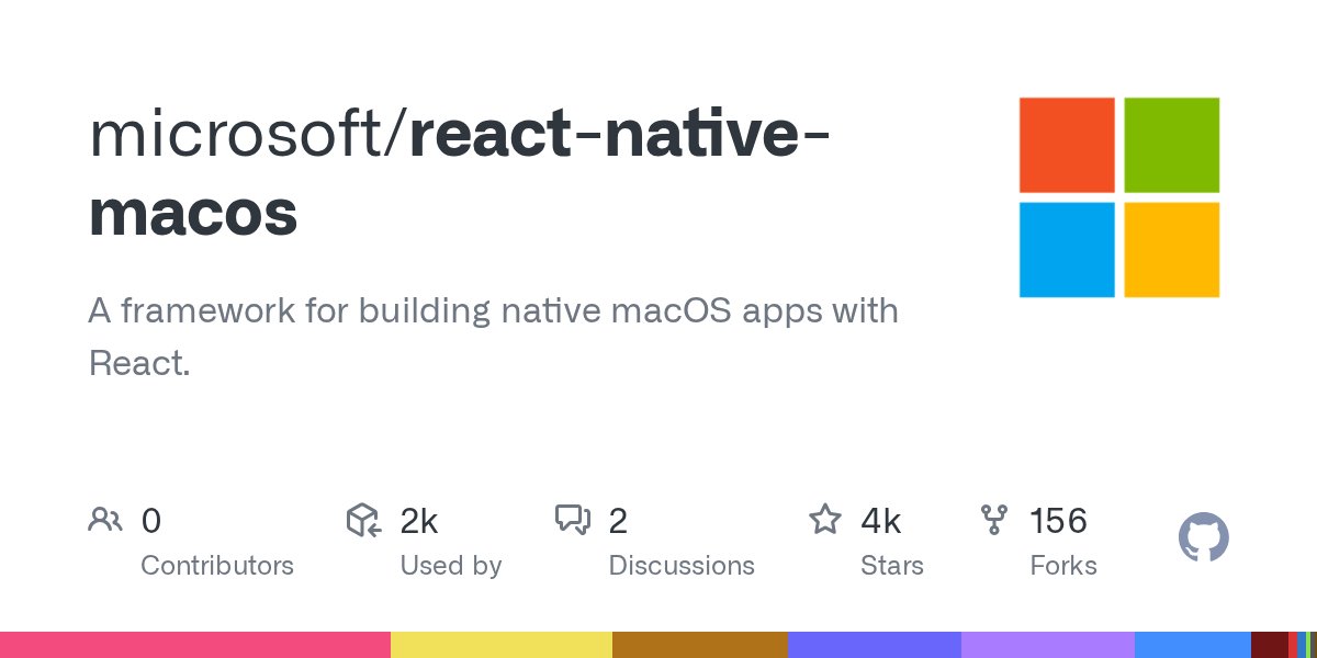 brucexu_eth's tweet card. A framework for building native macOS apps with React. - microsoft/react-native-macos