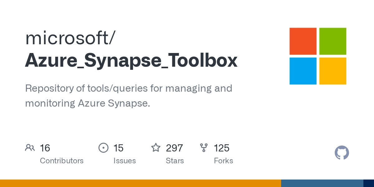 kimmanis's tweet card. Repository of tools/queries for managing and monitoring Azure Synapse. - GitHub - microsoft/Azure_Synapse_Toolbox: Repository of tools/queries for managing and monitoring Azure Synapse.