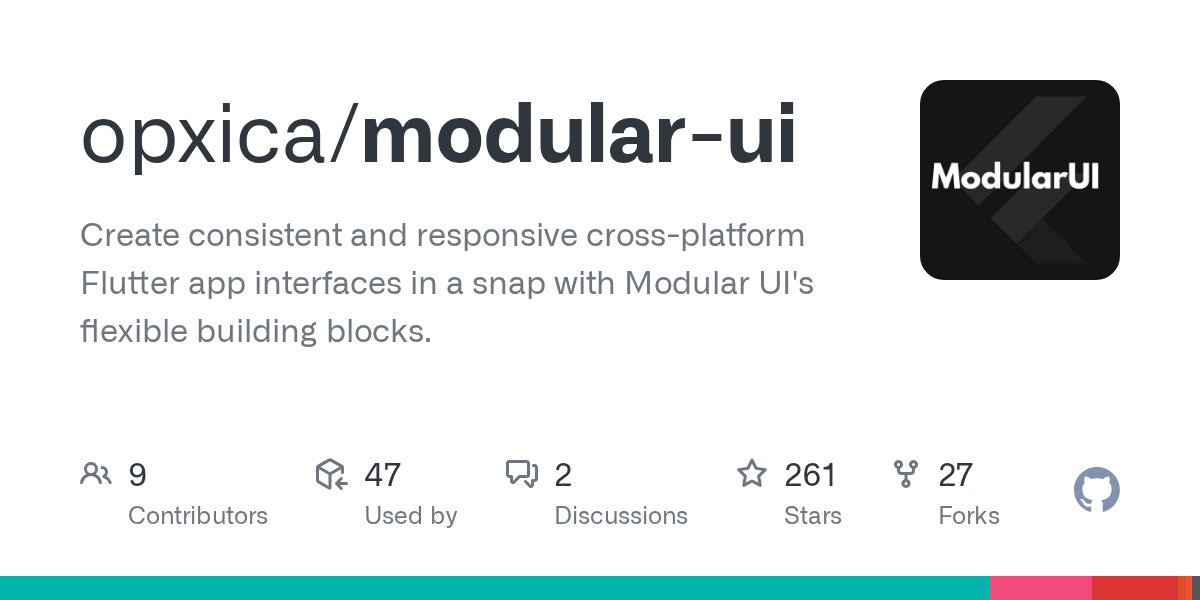 Yash_khattar73's tweet card. Create consistent and responsive cross-platform Flutter app interfaces in a snap with Modular UI's flexible building blocks. - opxica/modular-ui