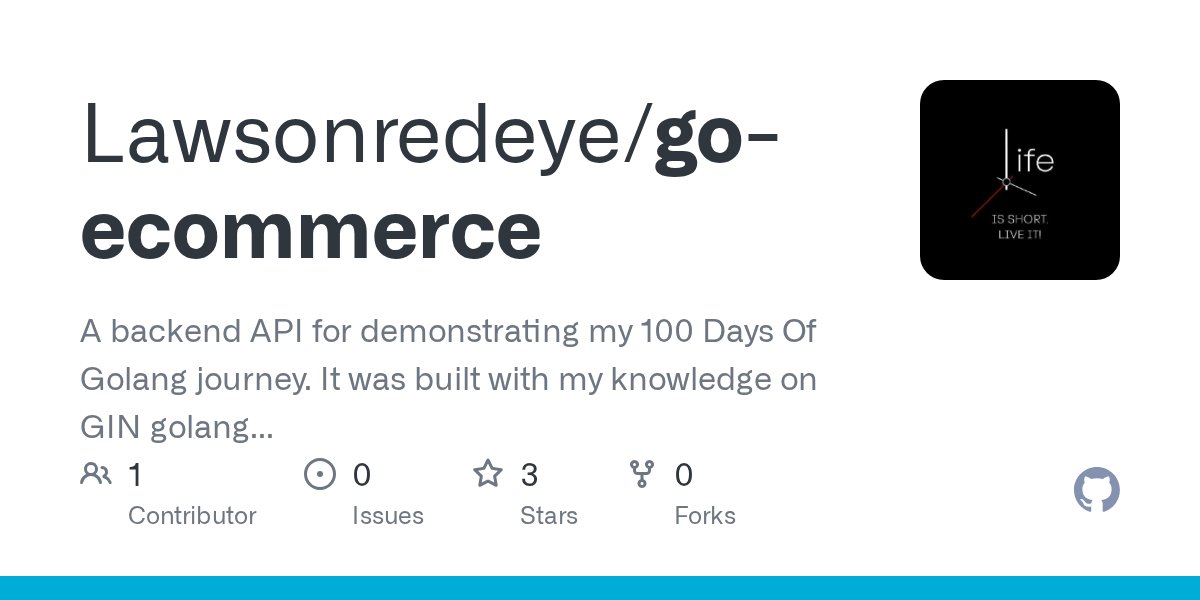 LawsonRedeye's tweet card. A backend API for demonstrating my 100 Days Of Golang journey. It was built with my knowledge on GIN golang web framework, GORM ORM, and MySQL. The perfect project for learning how to utilize golan...