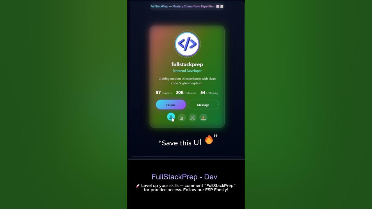 FullstackprepD's tweet card. Clean UI = Instant First Impression 🚀 #fullstackprep #coding...