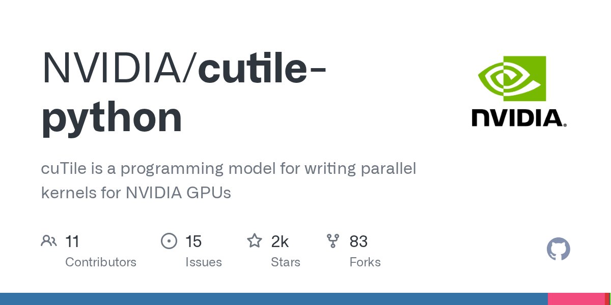 blelbach's tweet card. cuTile is a programming model for writing parallel kernels for NVIDIA GPUs - NVIDIA/cutile-python