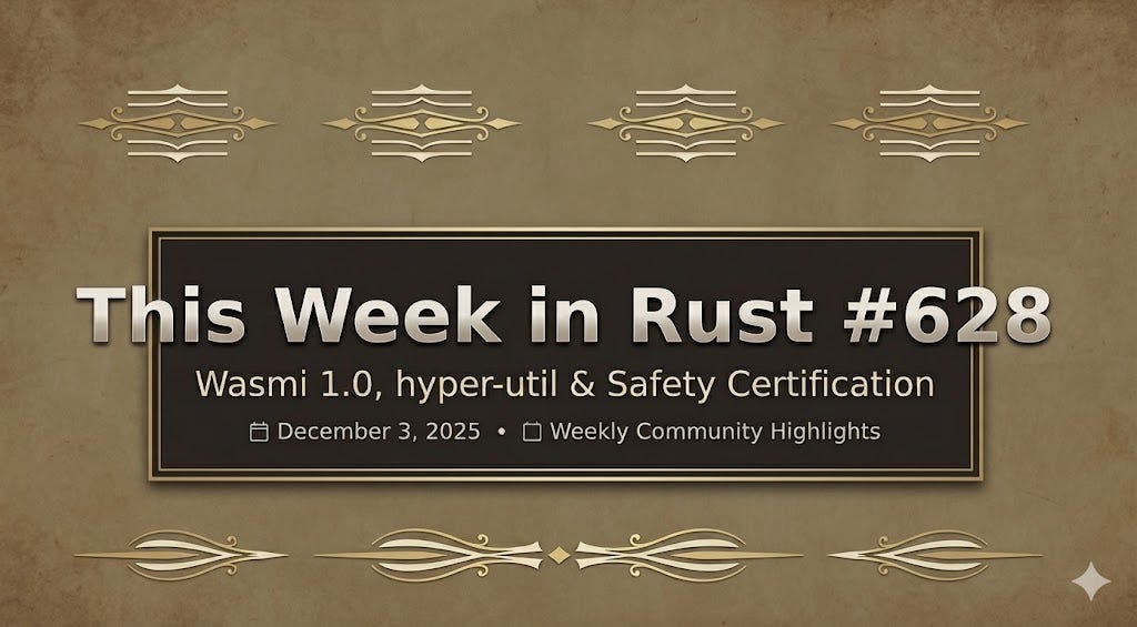 ashishjsharda's tweet card. An opinionated recap of This Week in Rust #628, featuring Wasmi 1.0, hyper-util composable pools, major compiler performance work, and why…
