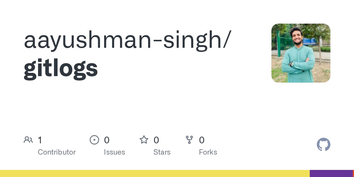aayushman2703's tweet card. Contribute to aayushman-singh/gitlogs development by creating an account on GitHub.