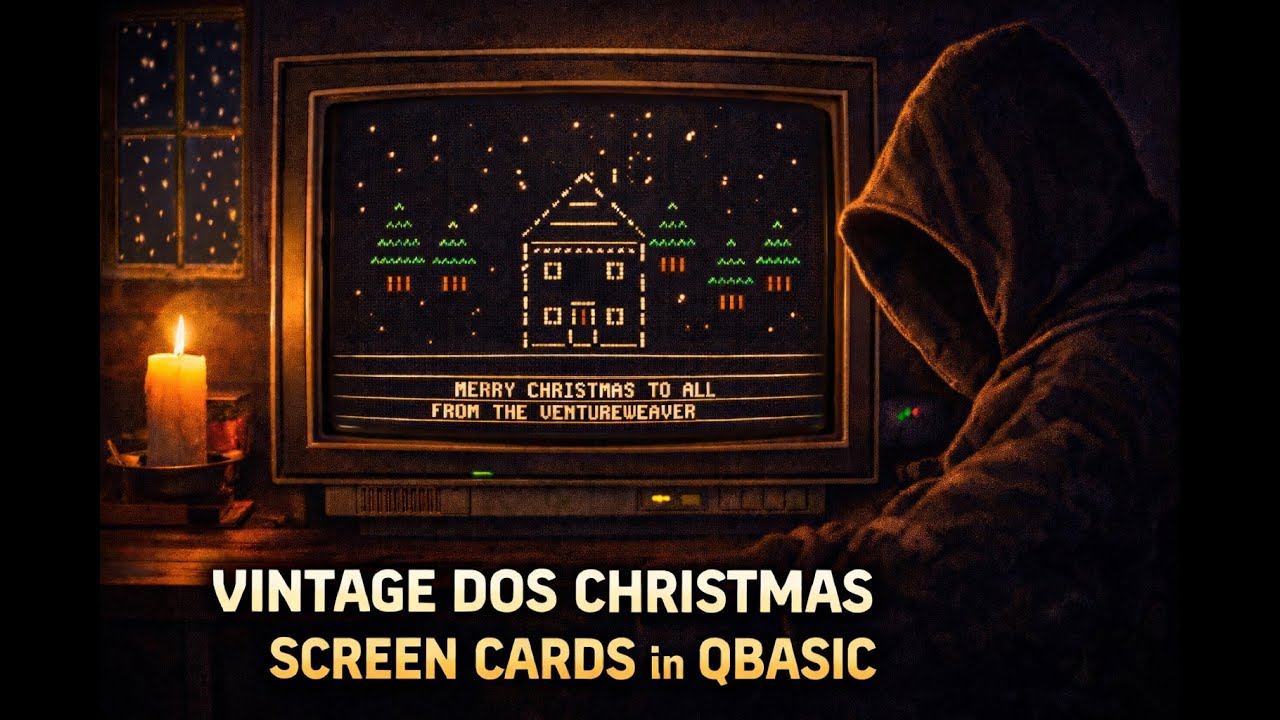 Ventureweaver's tweet card. O Holy Night | Vintage DOS Christmas Screen Card in QBASIC