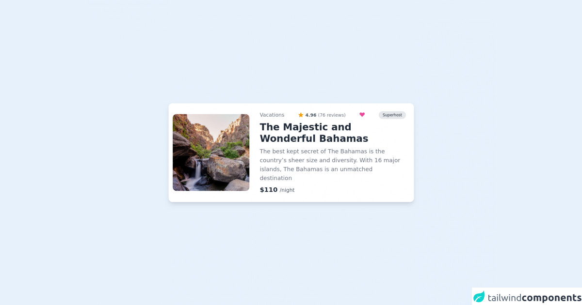 learnnextjs's tweet card. 'A simple yet responsive product card with product image on the left and product name and description on the right.'