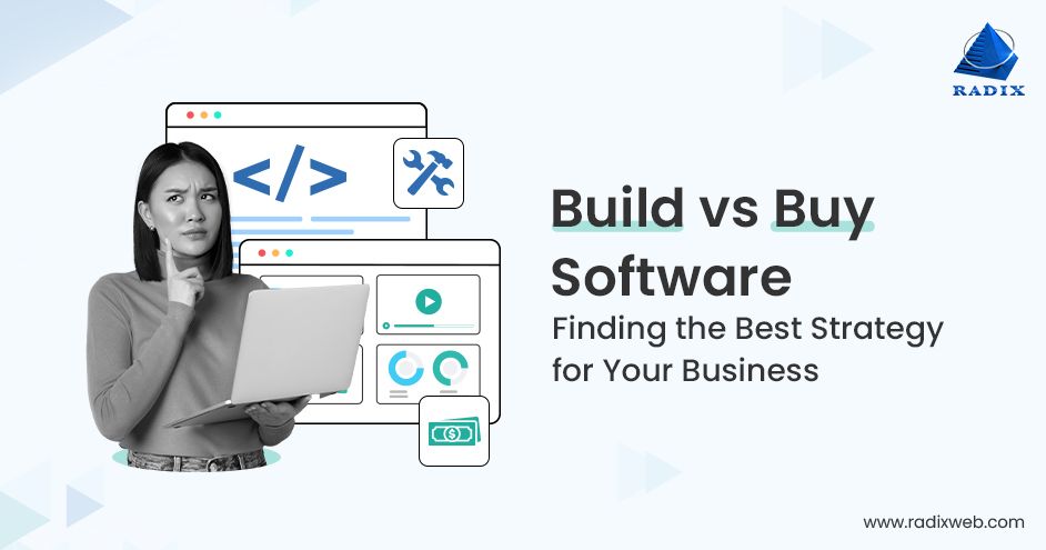 radixweb's tweet card. Learn whether building or buying software is right for your business with a detailed guide on benefits, challenges, and factors to make the perfect decision.