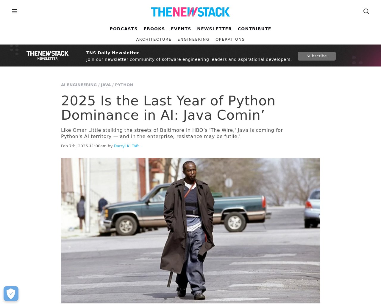 managetech_inc's tweet card. 2025年までにAIにおけるPythonの支配は終了する見込み Javaの利用が増加し、Pythonを追い越す